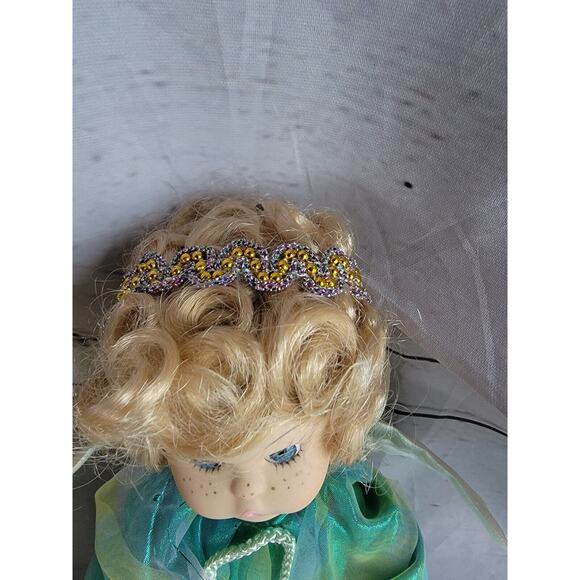 Porcelain Christmas Angel Dolls Lot 3 Dressed in Gold with Open Mouth Instrument - Picture 3 of 12